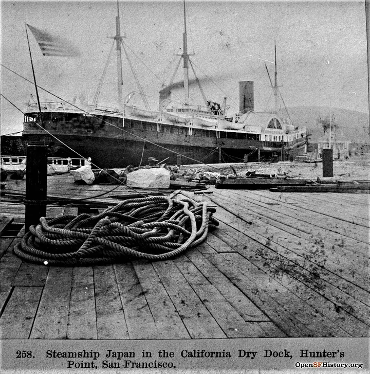 Steamship Japan at the California Dry Dock, Hunter's Point