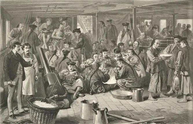 Chinese Emigration to America - shipboard illustration