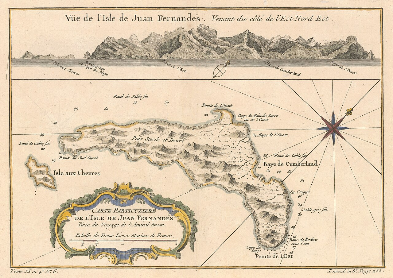 18th century French chart of the Isle of Juan Fernandez
