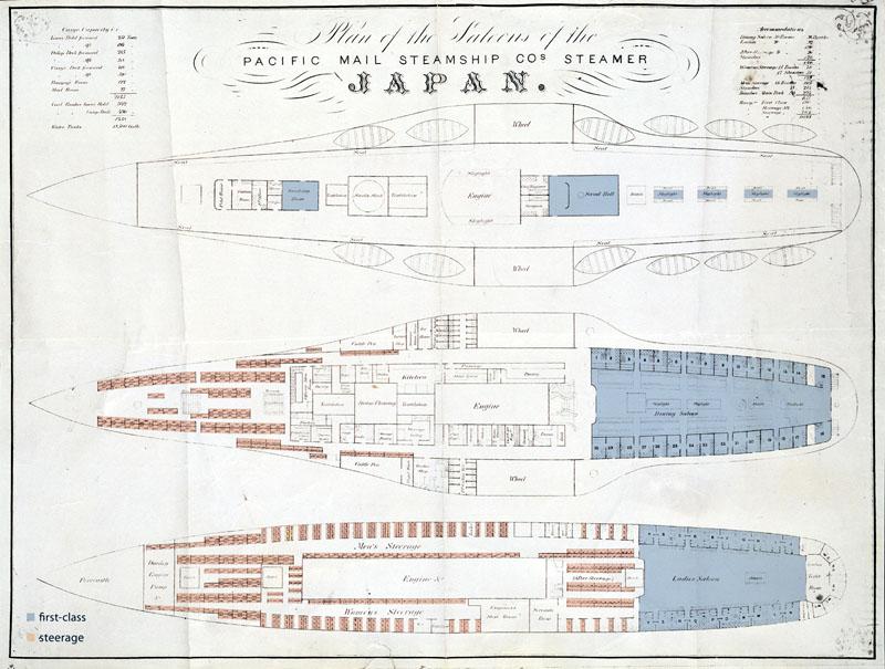 Plan of the Saloons of the Pacific Mail Steamship Co.'s Steamer Japan